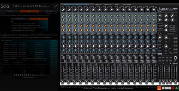 SAE Mackie 1604VLZ4 Simulator