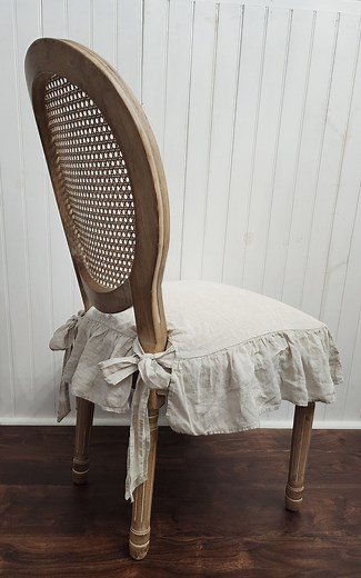 Set of 6 Chair Seat Covers Slipcovers 4-sided Ruffle Natural Flax Color Beige 100% Linen - Etsy