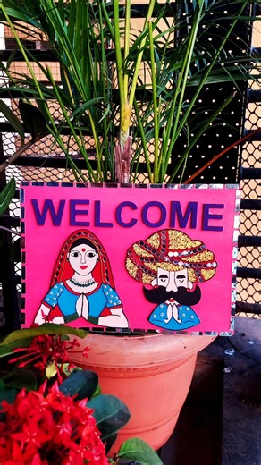 #diy #welcomehome #homedecor #rajasthan #indianculture #folkart #welcomeboard #indianculture #art