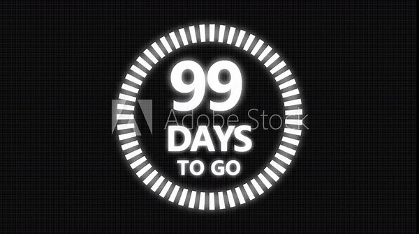 99 days to go,99 days count animation, motion graphics running numbers counting days,99 days in a month,99 days left, 4K HD video with Grid and Black background alpha channel.4k