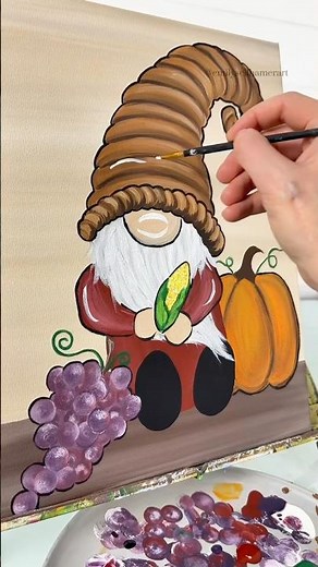 Beginner gnome painting idea for Thanksgiving! 🎨🦃 #Thanksgiving #acrylicpainting #tutorial