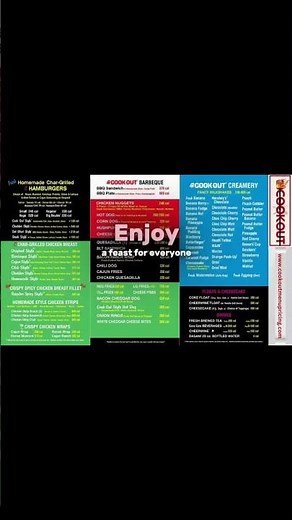 Cook out Menu with prices