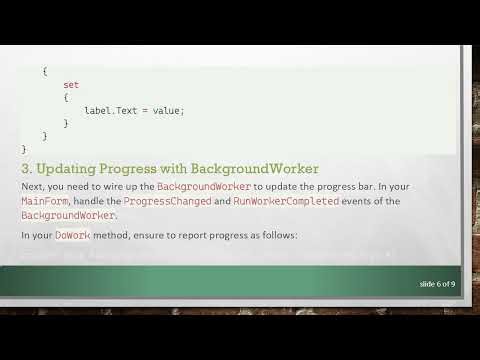 How to Display Progress Updates in a Custom Message Box using C# BackgroundWorker