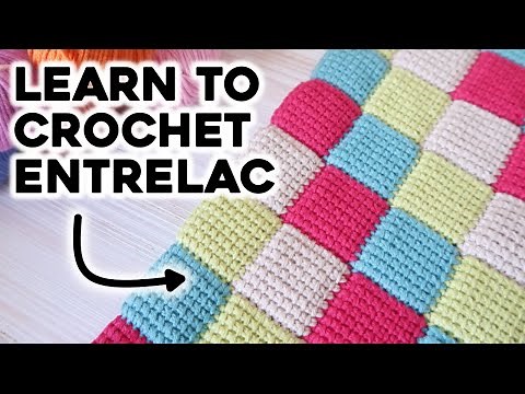 HOW TO CROCHET ENTRELAC STITCH: tunisian crochet patchwork, step by step crochet tutorial