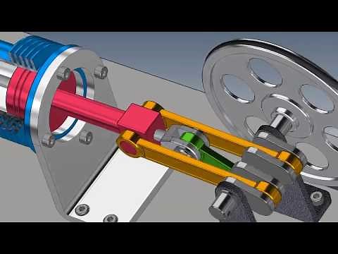 Stirling Engine Beta Type Model Animation