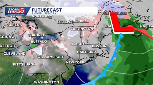 It's a cool quiet weather pattern until Sunday morning. Rain will move in. Since it arrives during the cold morning there may be some wet snowflakes mixing in. Behind the storms a new wave of cold and wind to start your Monday. | Mike Wankum WCVB