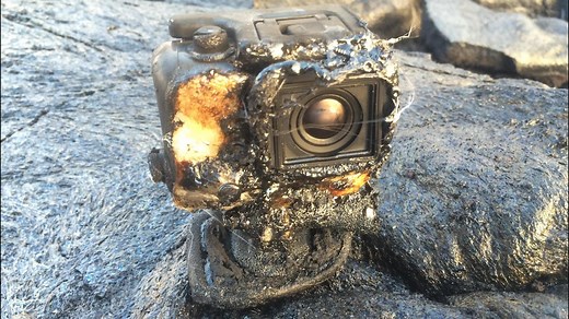 Molten lava overtakes a GoPro
