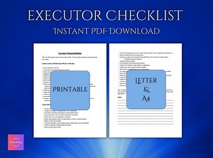 Executor Checklist of Duties and Responsibilities - Printable PDF - Letter and A4 - Etsy