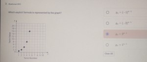 Which explicit formula is represented by the graph?Graph poin... | Filo