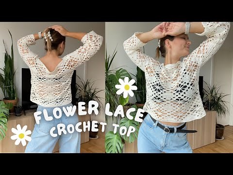 🌸 CROCHET FLOWER TOP | step-by-step beginner friendly pattern 🧶 lacy crochet summer top!