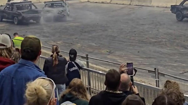 Dramatic video shows demolition derby car crash into audience