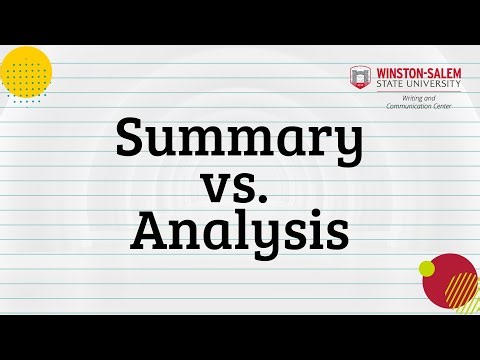 Summary vs. Analysis