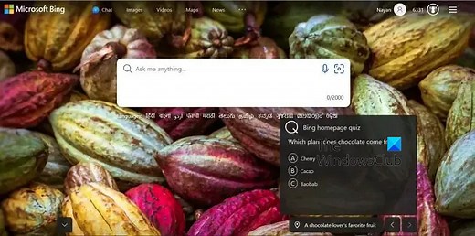 How to play Bing Homepage Quiz and win?