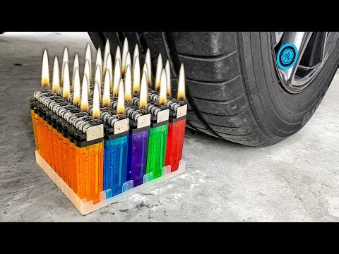 🔥 Experiment a lot of Lighters vs Car 👀 Crushing Crunchy & Soft Things with Car ASMR! HP Crunchy