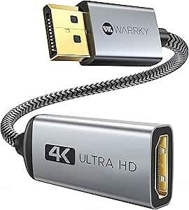 Warrky 4K DisplayPort to HDMI Adapter, Uni-Directional [Metal Case, Gold-Plated Pins] Display Port Source to HDMI Monitor Converter 1080P@120Hz Compatible for HP, AMD, NVIDIA. Male to Female