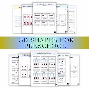 3D Shapes Worksheets for Preschool – Printable Worksheets | 4th of July Math Centers & Activities (PDF) - Etsy