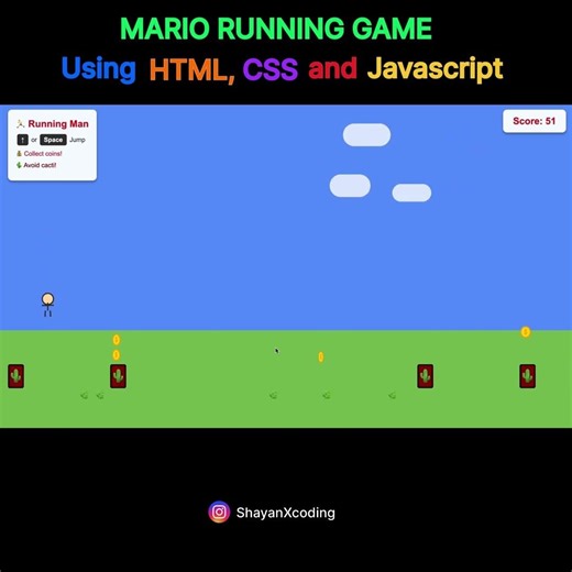 I Built a Flying Mario Game Using HTML, CSS & JavaScript 🚀 | #coding #shayanxcoding