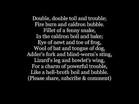 DOUBLE Double Toil and Trouble SONG SHAKESPEARE Macbeth of the Witches 123 Lyrics Words text poem