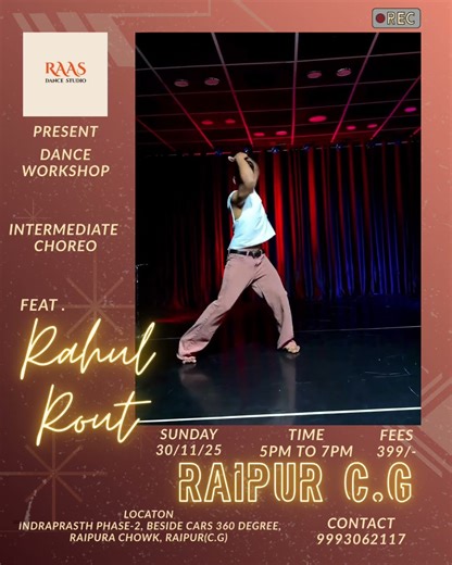 Rahul Rout x Raas Studio | Intermediate Choreo Workshop 🔥✨ #dance #raasdancestudio