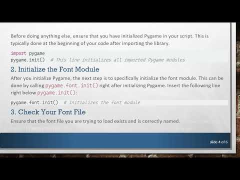 How to Fix the pygame.error: font not initialized Error