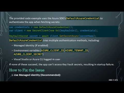 Troubleshooting HTTP 500 Errors in Azure App Service with Key Vault Integration