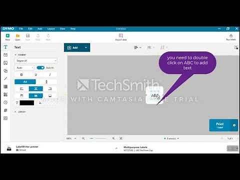 How to choose label size and add text in DYMO Connect software