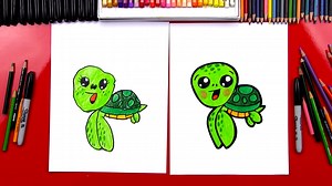 How To Draw A Cartoon Sea Turtle - Art For Kids Hub — Free Drawing Lessons for Kids -