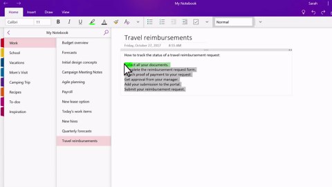 Formatieren von Notizen in OneNote