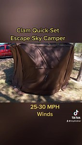 💨🏕 Here’s the Clam Outdoors Quick-Set Escape Sky Camper Tent in some big wind. Sustained around 25mph, with gusts much higher. “The Escape Sky Camper screen tents that pairs our most popular screen shelter models with the additional accessories of a rain fly, wind panels, and a removable floor (patent pending). This screen tent will be the perfect addition to anyone's camping gear this summer. With the rain fly, wind panels, and the floor, camping enthusiasts will be able to have extra protect