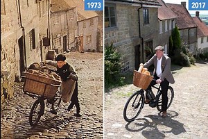 Over four decades later, the Hovis ad lad finally makes it up the hill... with the help of an electric bike