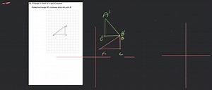 Rotate the triangle 90^{\circ} clockwise about the point \mathr... | Filo