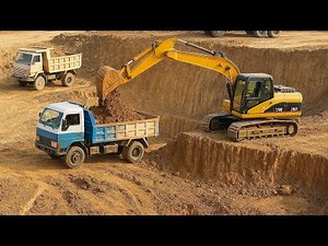 Techniques Operator CAT 312 Excavator and Dump Trucks Building Road for Construction Efficiency!