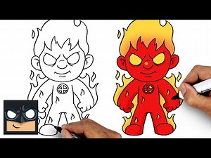 How to Draw the Human Torch | Fantastic Four - Videos For Kids