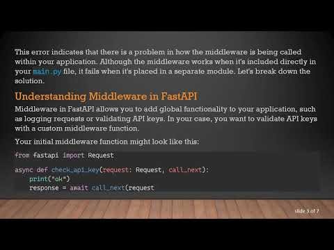 Resolve FastApi Middleware Issues By Structuring Code Properly