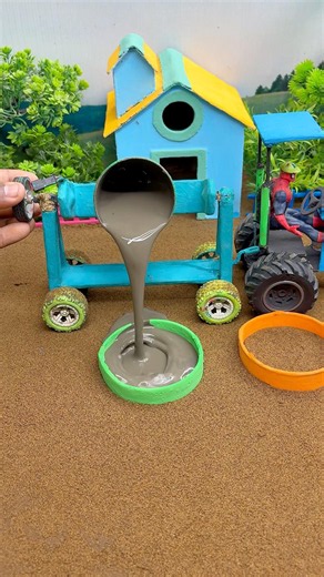 😱 Real Working Mini Tractor Making Cement Pillar | Amazing DIY Construction Machine 🚜#shorts