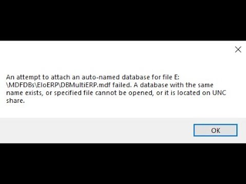 An attempt to attach an auto-named database for file mdf failed | Solved 100%