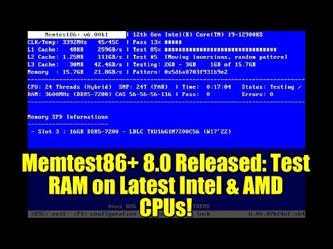 Memtest86+ 8.0 Released: Test RAM on Latest Intel & AMD CPUs!