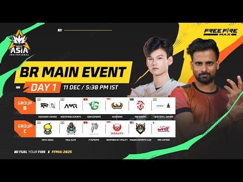 🔴 [EN] BR Main Event - Day 1 | FFMAI 2025 | Group B & C