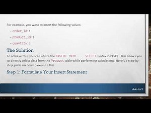 How to Insert a Calculated Value into a Database with PLSQL