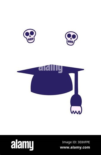 spinning skulls animation of cartoon of a graduation hat Stock Video Footage - Alamy