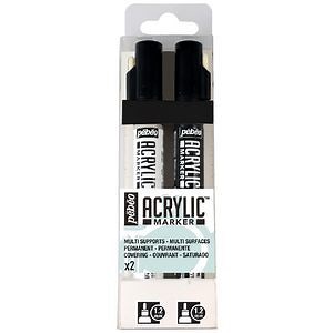 Pebeo Acrylic Paint Marker 1.2mm Black & White 2 Pack