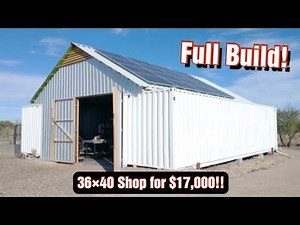 FULL BUILD! Shipping Container Shop | BEST Off-Grid Structure with Solar & Storage