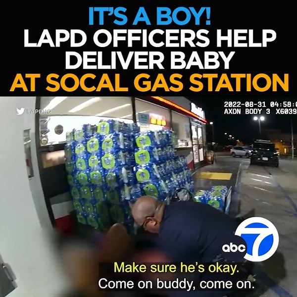 83K views · 3.2K reactions | OH, BABY! When an expectant mother goes into labor at a Van Nuys gas station, a couple of quick-thinking LAPD officers put on their gloves and help deliver a baby. The wild scene caught on the officers' bodycams. Eyewitness News reporter Christiane Cordero with the delicate delivery just steps from the gas pumps. Tonight at 11 from ABC7. https://abc7.com/12188351 | ABC7 | Facebook