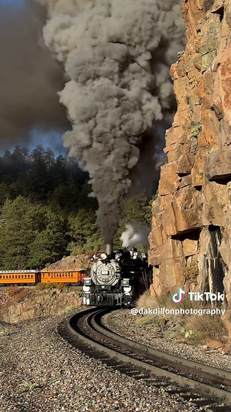 Working the curves of the highline at the Durango & Silverton … #train #steam #railroad #colorado
