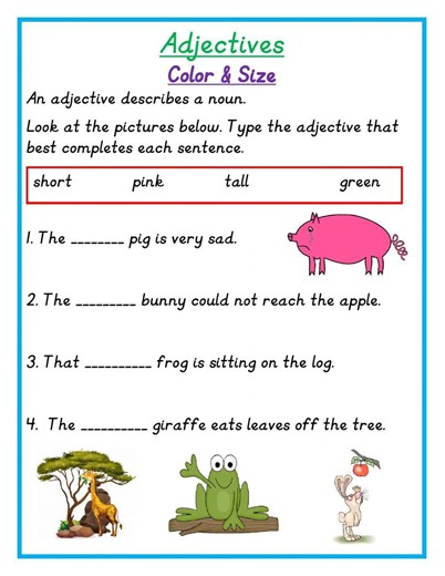 Adjectives online exercise for grade 1