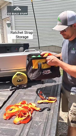 Great way to store ratchet straps when you don't use them often #gobuildstuff #ratchetstrap #storage | Go Build Stuff