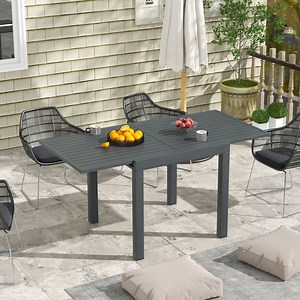 Outsunny 70.75" Aluminum Expandable Outdoor Dining Table, Gray