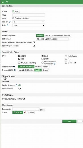 FortiGate Firewall DHCP Configuration #fortigate #dhcp #dhcpserver #firewall