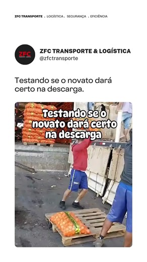 ZFC TRANSPORTE & LOGÍSTICA on Instagram: "Testando se o novato dará certo na descarga. #zfc #logistica #transporte #carga #logística"