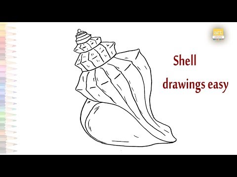 Shell drawing easy | Outline drawing tutorial | How to draw A Conch shell step by step | #artjanag